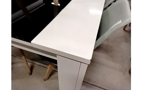 TABLE LAQUE BLANC VERRE NOIR