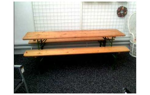 BIERTISCHGARNITUR HOLZ HELL 1-TISCH 2-BÄNKE