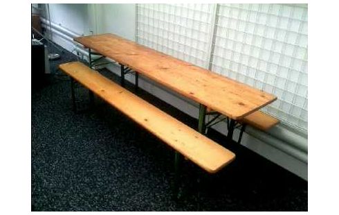 BIERTISCHGARNITUR HOLZ HELL 1-TISCH 2-BÄNKE