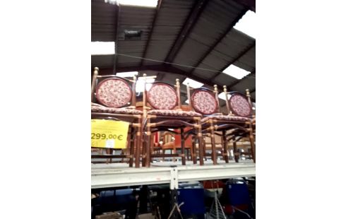 LOT DE 6 CHAISES BAMBOU ET LAITON + ACC RES