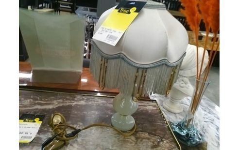 LAMPE DE CHEVET PIED ONYX ABAT JOUR PERLES ANCIEN