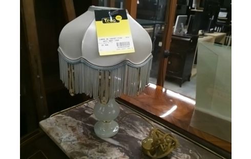 LAMPE DE CHEVET PIED ONYX ABAT JOUR PERLES ANCIEN