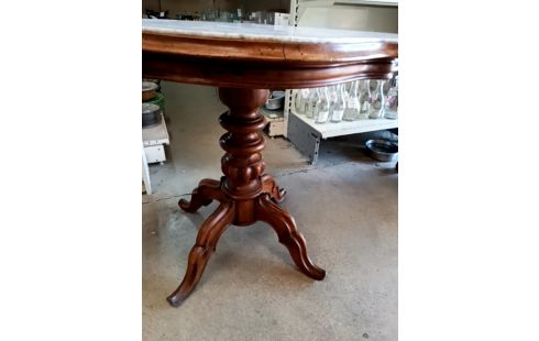 GUERIDON MARBRE NOYER QUADRIPODE