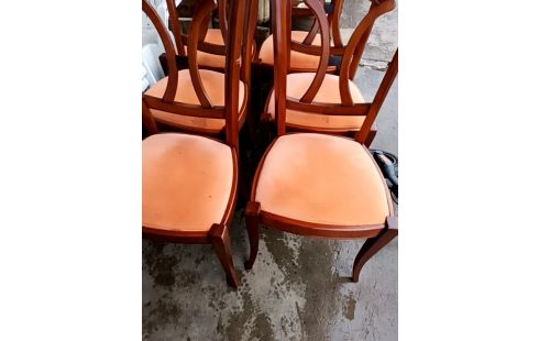 6 CHAISES TISSU BOISERIE VERNIS