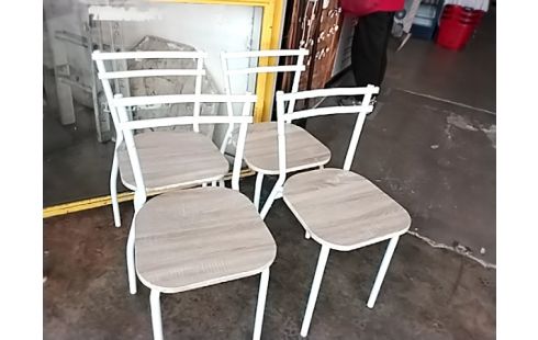 4 CHAISES MODERNE METAL BLANC