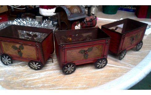 DECO-OBJECT TREIN METAAL 3 WAGONS