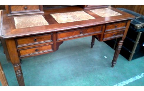 ESCRITORIO ANTIGUO VETA DE CAOBA CUERO LADEN