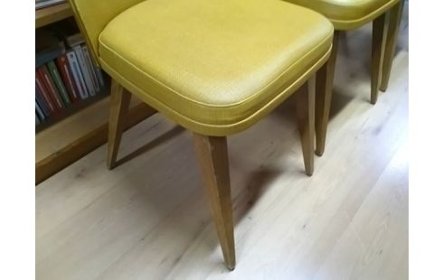 LOT DE 4 CHAISES JAUNE ANCIENNE