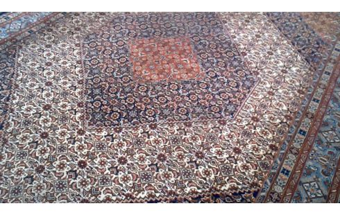 ALFOMBRA ANUDADO A MANO AZUL BEIS PARDO