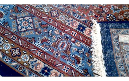 ALFOMBRA ANUDADO A MANO AZUL BEIS PARDO