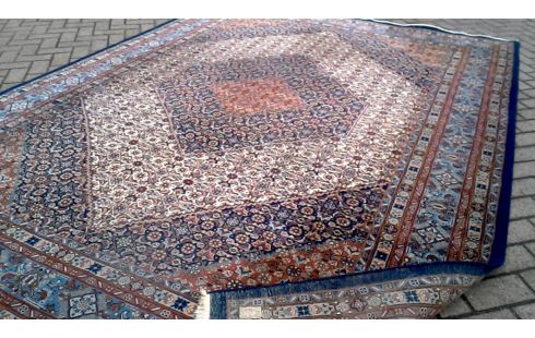 ALFOMBRA ANUDADO A MANO AZUL BEIS PARDO