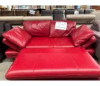 CANAPE 2 places cuir rouge + pouf