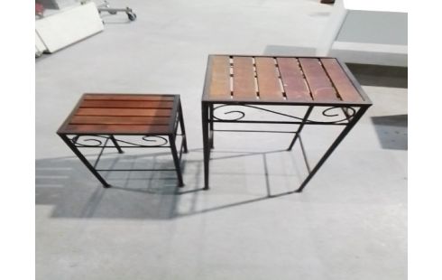 SELLETTE DUO METAL NOIR DESSUS BOIS