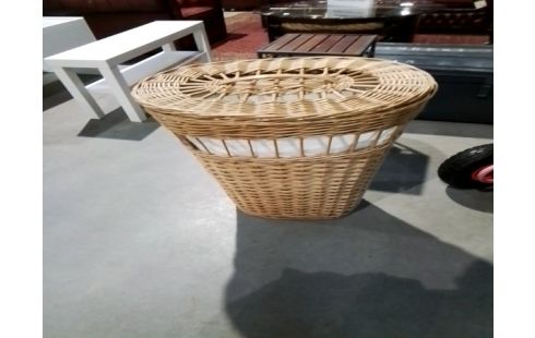 PANIERE A LINGE OSIER TISSU BLANC