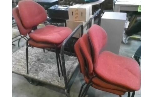 5 CHAISES TISSUS ROUGE