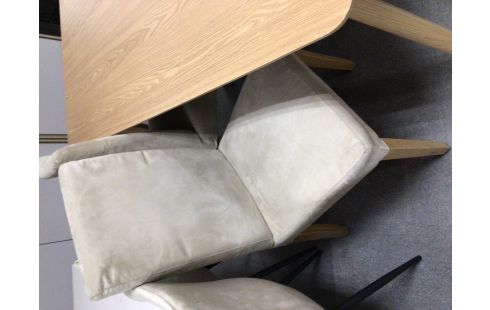 4 CHAISES MODERNE TISSU BEIGE