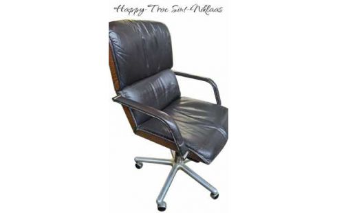 BUREAUSTOEL VINTAGE DESIGN BRUIN LEDER KLOBER