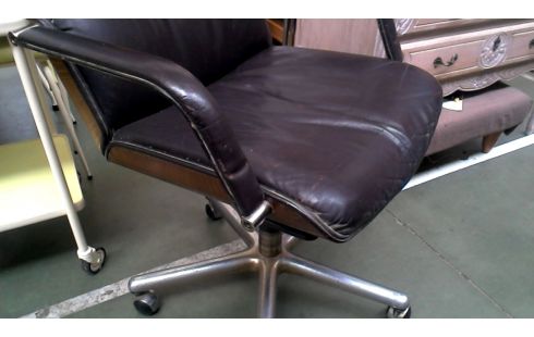 BUREAUSTOEL VINTAGE DESIGN BRUIN LEDER KLOBER