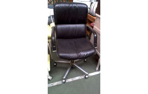 BUREAUSTOEL VINTAGE DESIGN BRUIN LEDER KLOBER