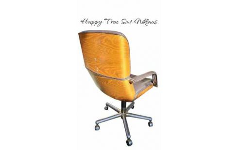 BUREAUSTOEL VINTAGE DESIGN BRUIN LEDER KLOBER