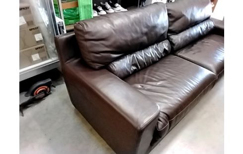 CANAPE 3 PLACES CUIR CHOCOLAT