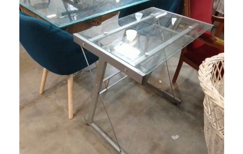 BUREAU INFORMATIQUE METAL VERRE EN L'ETAT