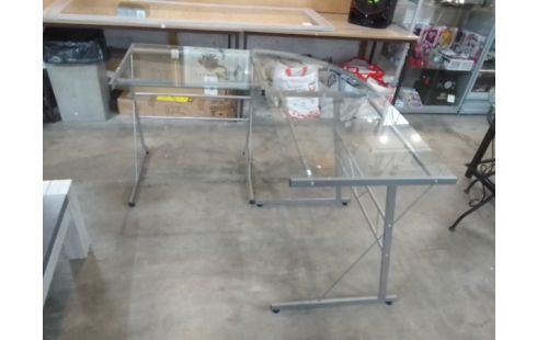 BUREAU D'ANGLE INFORMATIQUE METAL VERRE