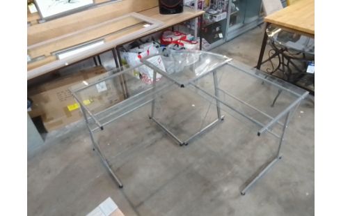 BUREAU D'ANGLE INFORMATIQUE METAL VERRE