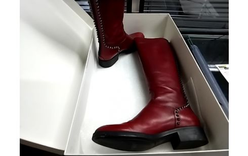 BOTTE F CUIR ROUGE 36 1/2
