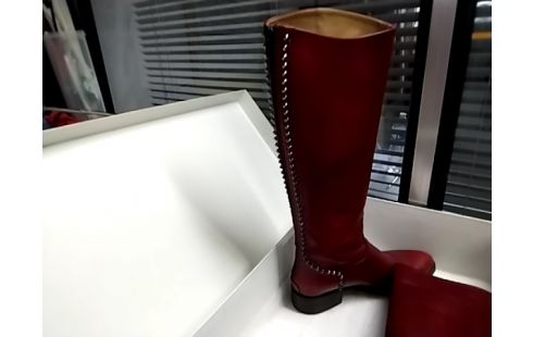 BOTTE F CUIR ROUGE 36 1/2