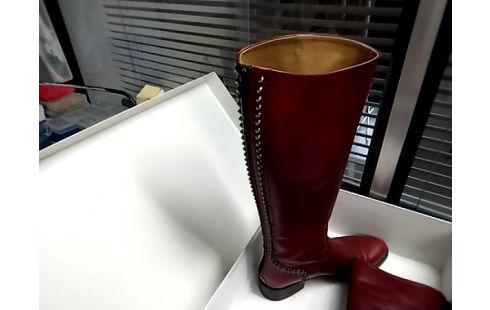 BOTTE F CUIR ROUGE 36 1/2