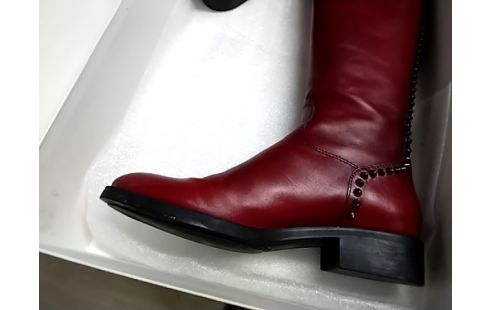 BOTTE F CUIR ROUGE 36 1/2