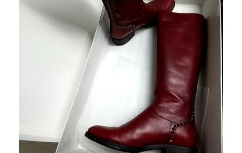BOTTE F CUIR ROUGE 36 1/2