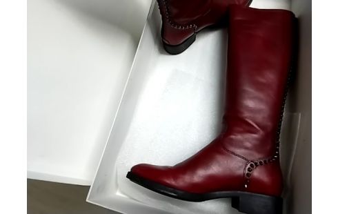 BOTTE F CUIR ROUGE 36 1/2