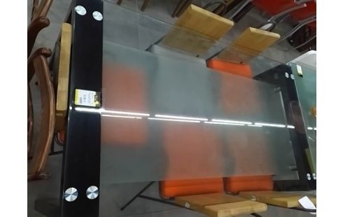 TABLE 2 PLATEAUX VERRE 2 PIED NOIR - DESIGN