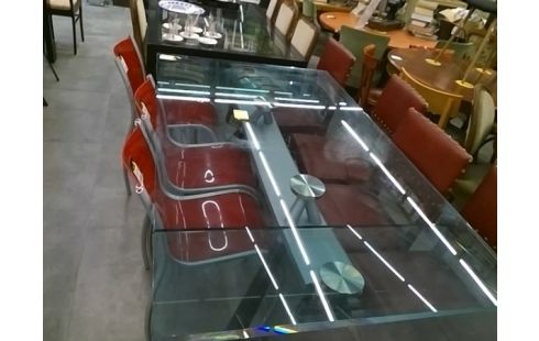 TABLE A MANGER EN VERRE RALLONGES INTEGREES