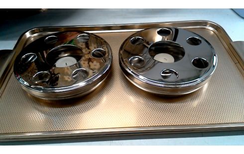 BORDENVERWARMERS SET V 2 ZILVERKLEURIG