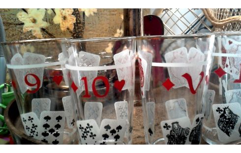 GLAZEN 6 STUKS MOTIEF  SPEELKAART POKER