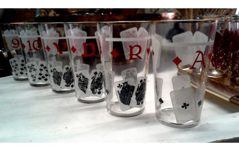 GLAZEN 6 STUKS MOTIEF  SPEELKAART POKER