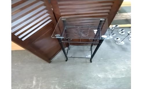 SELLETTE FER FORGE PLATEAU VERRE