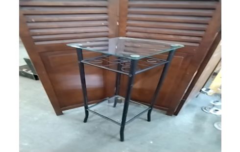 SELLETTE FER FORGE PLATEAU VERRE