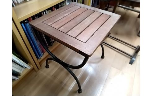 TABLE BASSE D'APPOINT PIEDS FER FORGE PLTX BOIS
