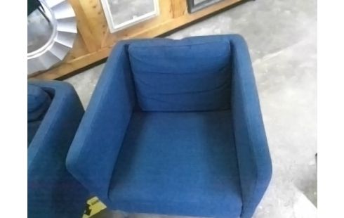 2 FAUTEUILS TISSU BLEU