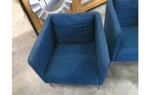 2 FAUTEUILS TISSU BLEU