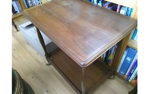 DESSERTE A ROULETTES BOIS 2 NIVEAUX (PLUSIEURS RAYURES)