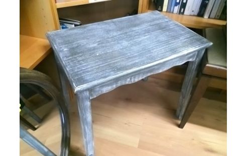 TABLE D'APPOINT BOIS PEINT EN GRIS