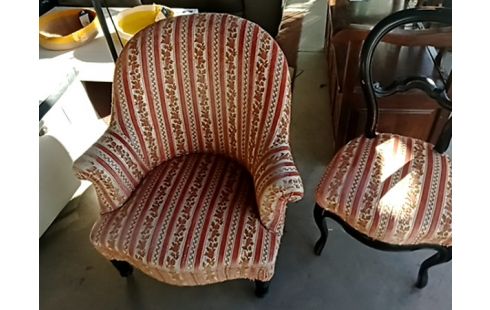 FAUTEUIL NAPOLÉON III + CHAISE ASSORTIE