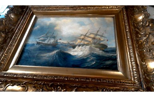 SCHILDERIJ BOTEN OP ZEE GESIGNEERD