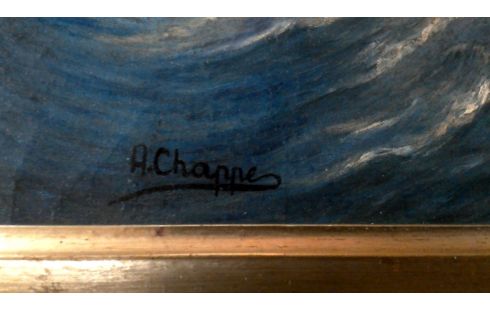 SCHILDERIJ BOTEN OP ZEE GESIGNEERD