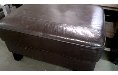 VOETBANKJE BRUIN LEDER